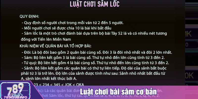 Luật chơi bài sâm cơ bản